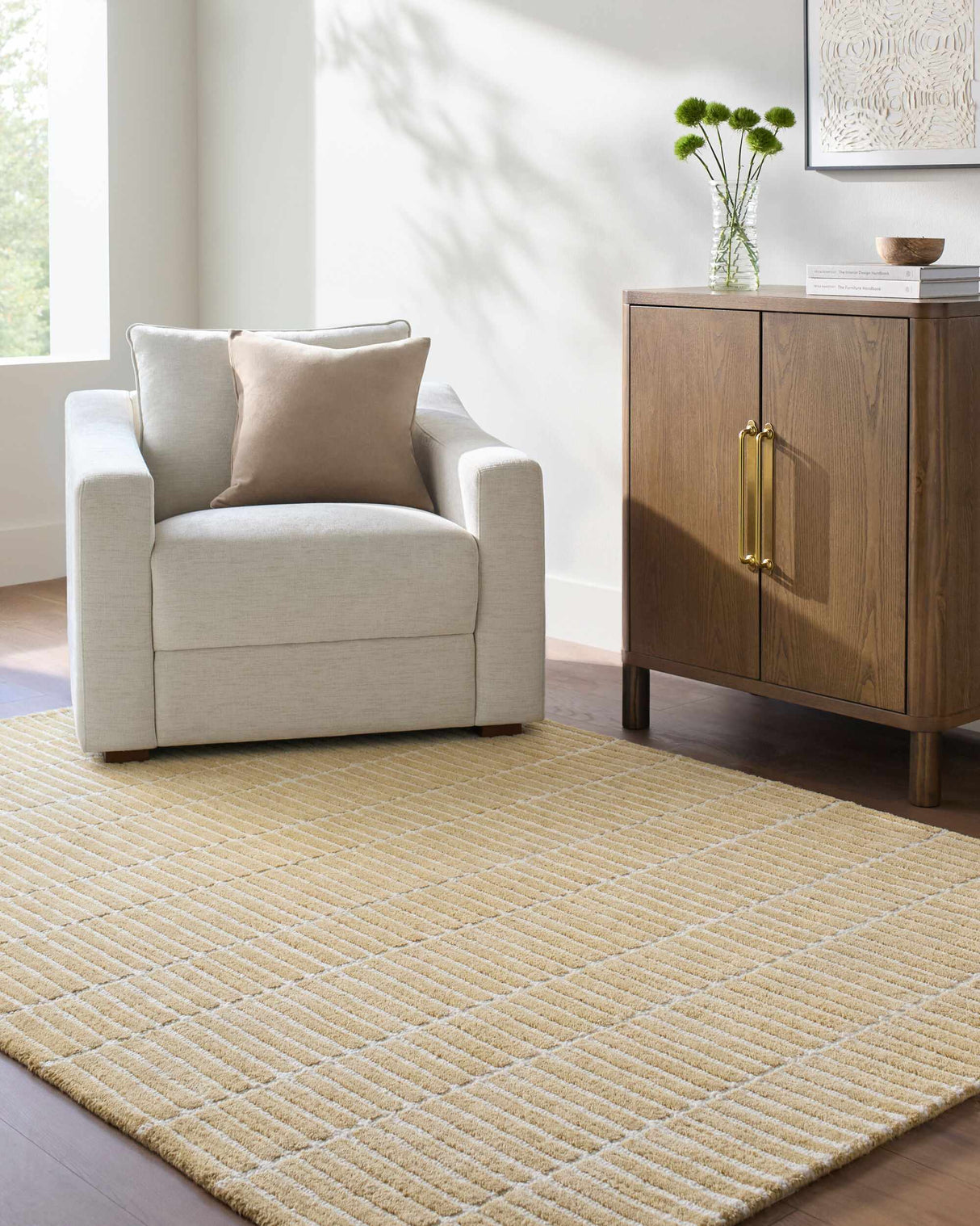 Finial Yellow Wool Area Rug
