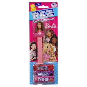Pez Barbie Dispenser with 3 Candy rolls - Brown Hair Barbie