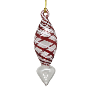 Candy Cane Stripe Blown Glass Ornament - Arrow