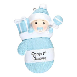 Baby Boy In Mitten - Ornament