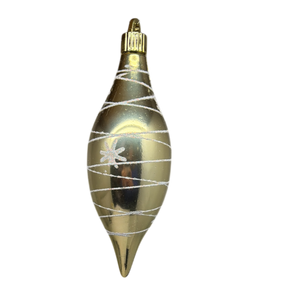 7" Shatterproof Finial Ornament Set – Gilded Gold with Tangles and Stars