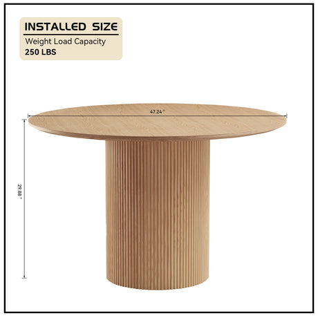 Volet 47.24" Round Dining Table with Wave Pattern Base - Dining Tables