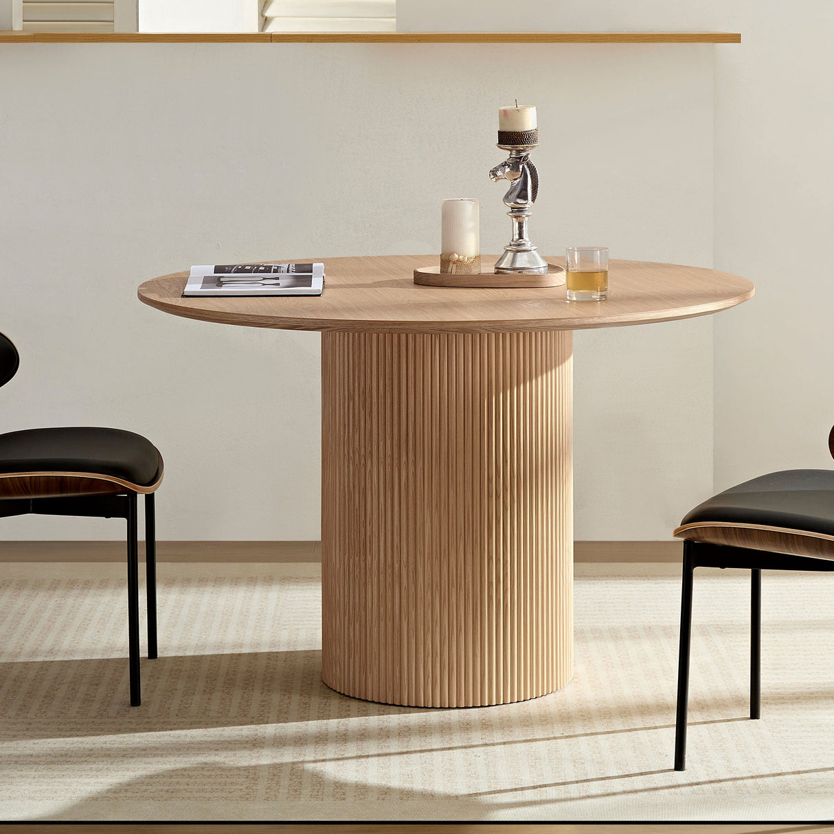 Volet 47.24" Round Dining Table with Wave Pattern Base - Dining Tables
