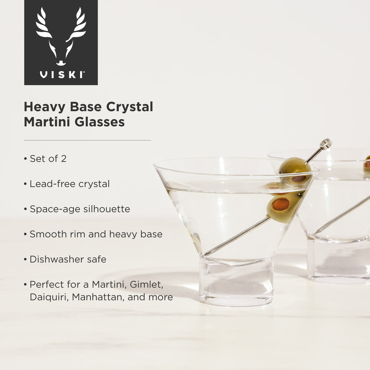 Raye crystal heavy base martini glasses viski®