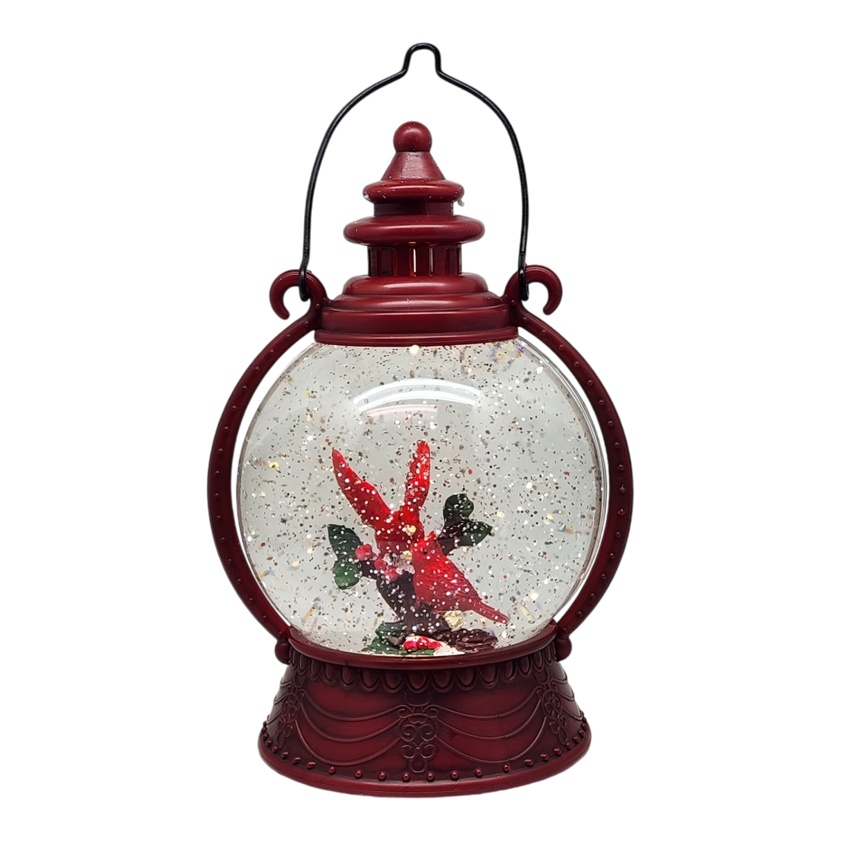 Cardinal Lighted Spinning Water Globe - Getting Ready To Fly