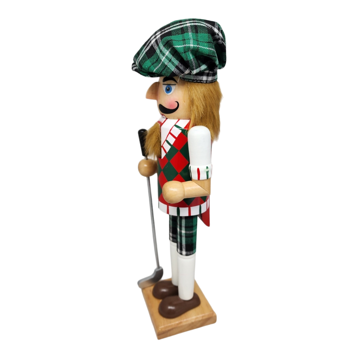 Green Plaid Golfer Nutcracker