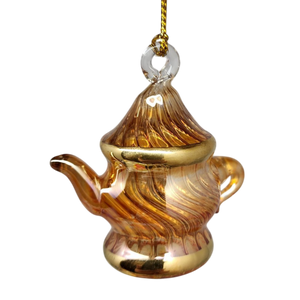 Egyptian Glass Teapot Ornaments - Spiral Gold