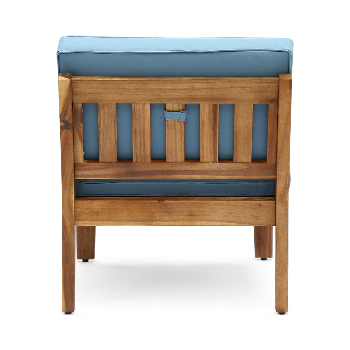 Grenada 8 Seater Acacia Wood Sectional Sofa Set, Teak + Blue