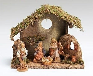 Figure Set With Italian Stable - Fontanini - 5"