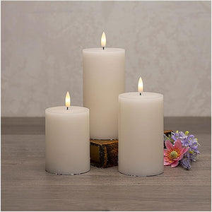 FlameWick Ivory Wax Pillar Candle Set