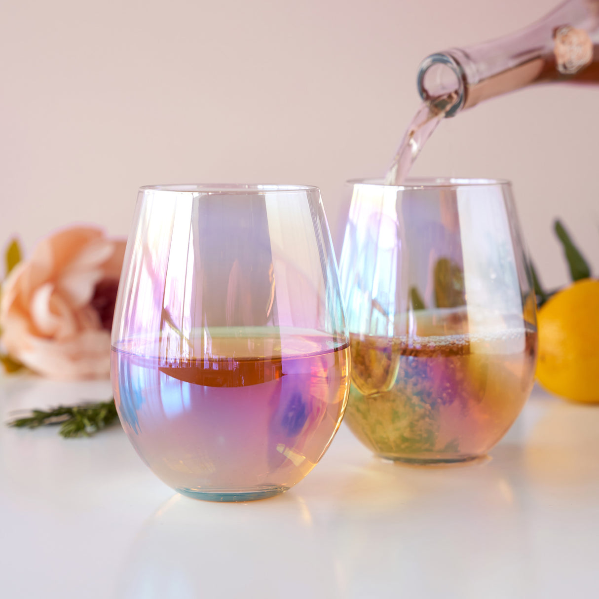 Luster stemless wine glass set by twine