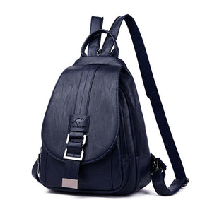 Genuine Leather Backpack for Women Water Resistant Anti Theft Travel Bag