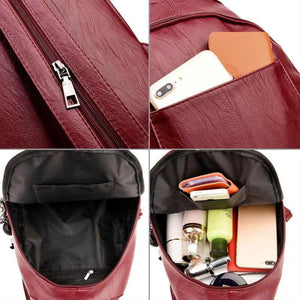 Genuine Leather Backpack for Women Water Resistant Anti Theft Travel Bag