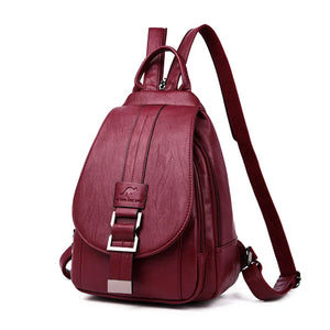 Genuine Leather Backpack for Women Water Resistant Anti Theft Travel Bag