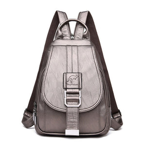 Genuine Leather Backpack for Women Water Resistant Anti Theft Travel Bag