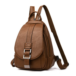 Genuine Leather Backpack for Women Water Resistant Anti Theft Travel Bag