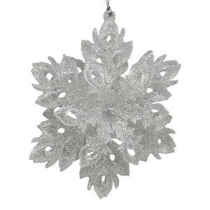 Frosted White Snowflake Ornament - 5 Inch