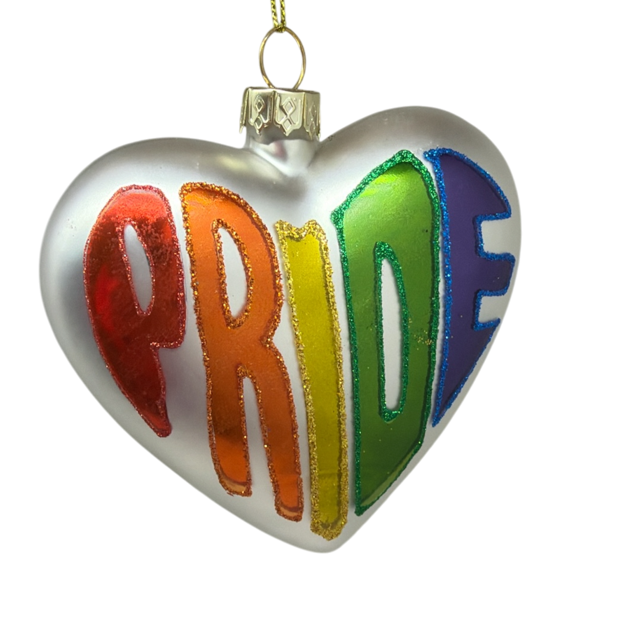 Blown Glass Pride Heart Orn