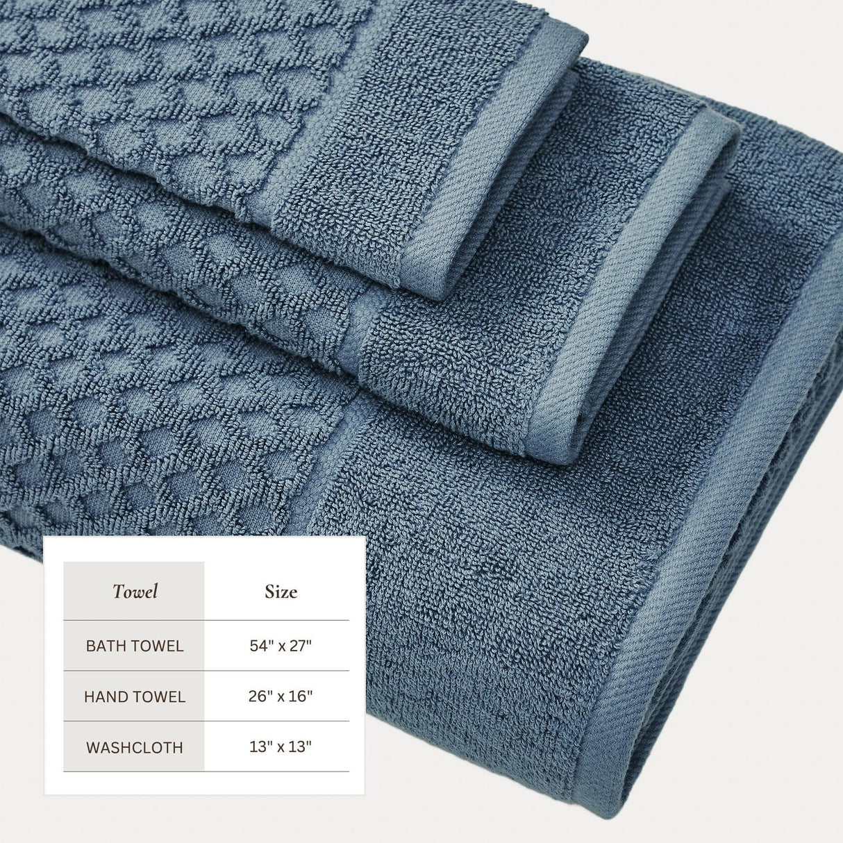 Cotton diamond waffle weave bath towel set - grayson collection
