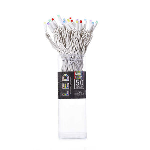 50-Light Multi-Color Frosted LED String Light Set With White Wire
