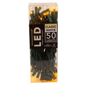 50-Light 5mm Classic White LED Green Wire Light Set