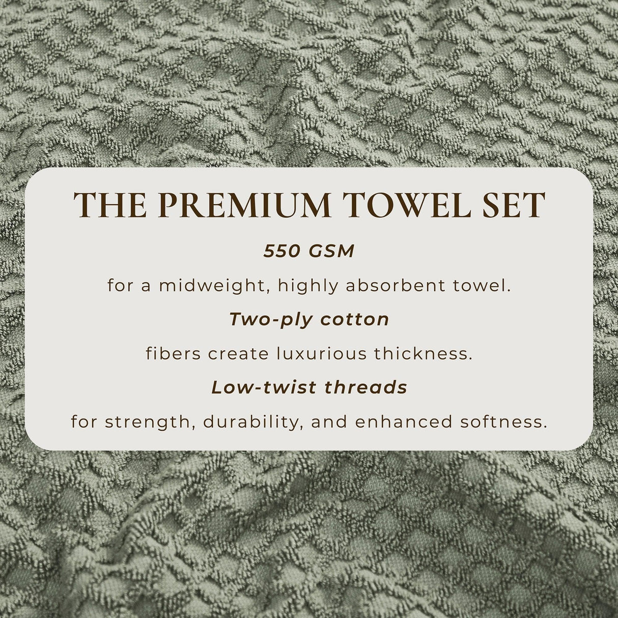 Cotton diamond waffle weave bath towel set - grayson collection