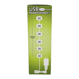USB Power Extension Cord+ With White Wire and 12 Ports
