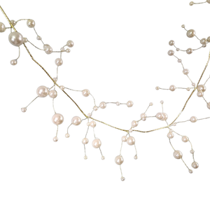 Pearl Beads With Gold Wire Garland - 5 Foot