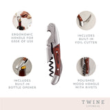 Wooden double hinged corkscrew by twine®