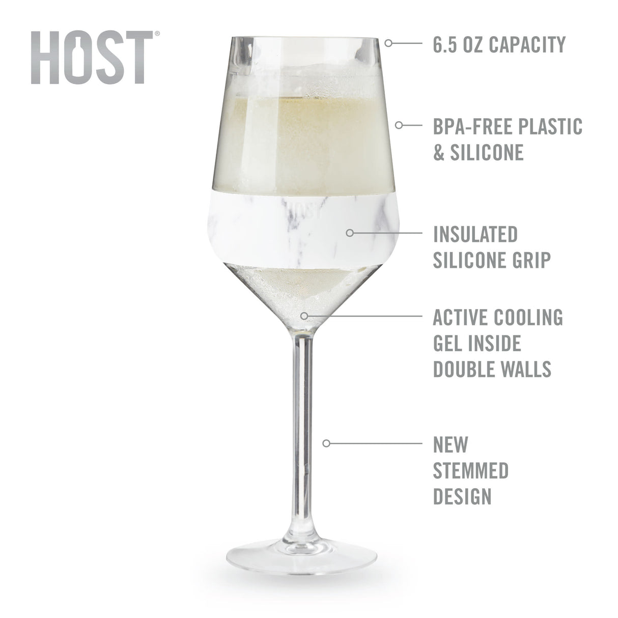 Wine freeze stemmed in marble (set of 2)  by host®