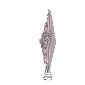 White and Silver Star Treetop - 13 Inch