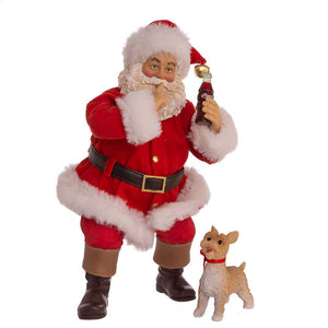 10 Inch Coca-Cola Fabriche Sundblom 90th Anniversary Santa and Dog - 2 Piece Set