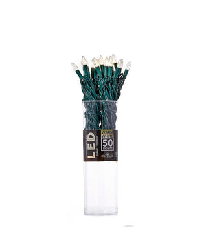 50-Light C3 Diamond Warm White LED Green Wire Light Set