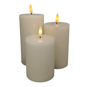 FlameWick Ivory Wax Pillar Candle Set