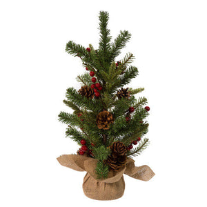 24-Inch Red Berries and Pinecones Artificial Christmas Tree