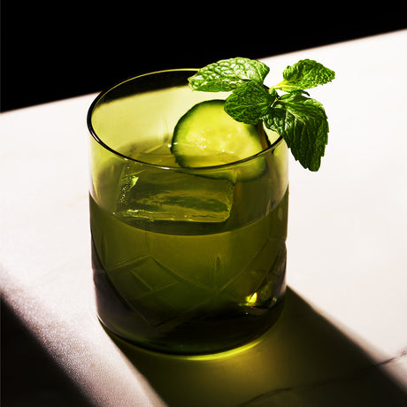 Admiral cut crystal rocks glasses in green viski®