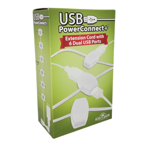 USB Power Extension Cord+ With White Wire and 12 Ports