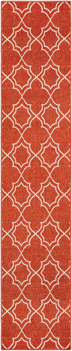 Unique Rust Red Lattice Trellis Outdoor Rug - Clearance