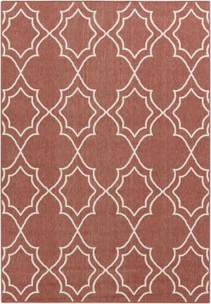 Unique Rust Red Lattice Trellis Outdoor Rug - Clearance