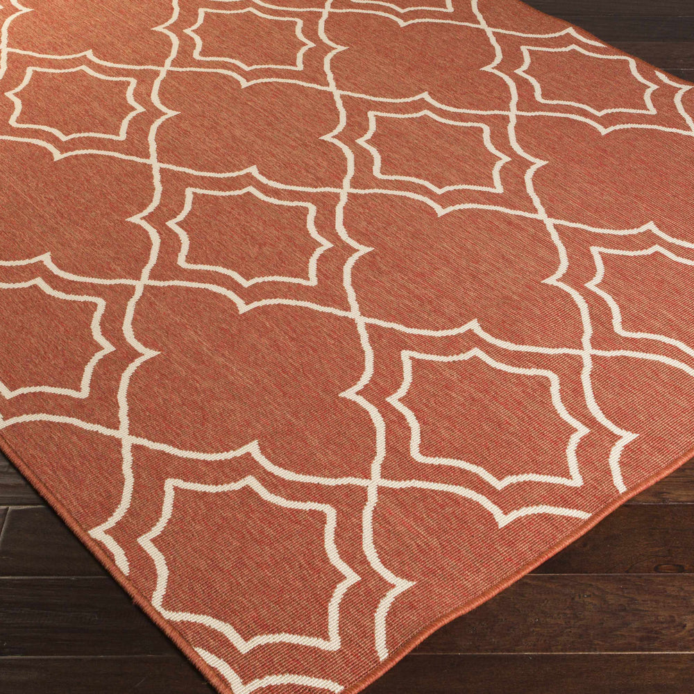 Unique Rust Red Lattice Trellis Outdoor Rug - Clearance