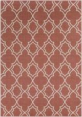 Unique Rust Red Lattice Trellis Outdoor Rug - Clearance