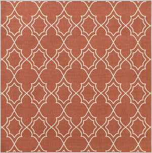 Unique Rust Red Lattice Trellis Outdoor Rug - Clearance