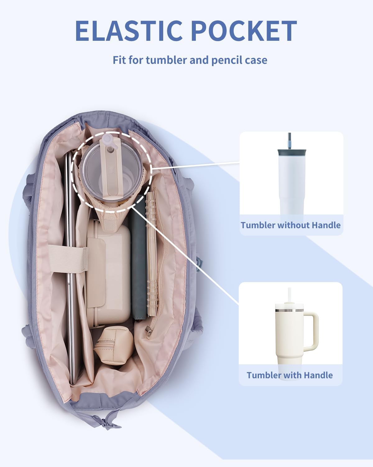 Quilted Puffer Tote Bag with Laptop Sleeve & Cup Holder 20L Travel Work