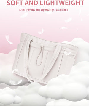 Quilted Puffer Tote Bag with Laptop Sleeve & Cup Holder 20L Travel Work