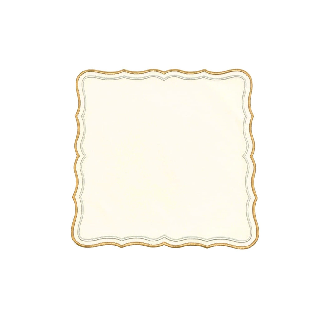Shimmer Ivory Gold Silver Square Fabric Placemat