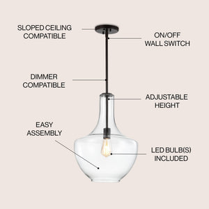 Watts 1 - light mid - century modern iron/glass led pendant - Tuesday Morning - Pendants