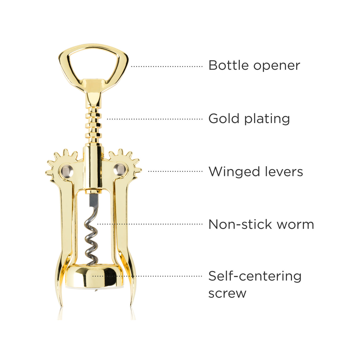 Gold winged corkscrew by viski®