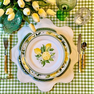 Haven White Wavy Edge Faux Leather Placemat