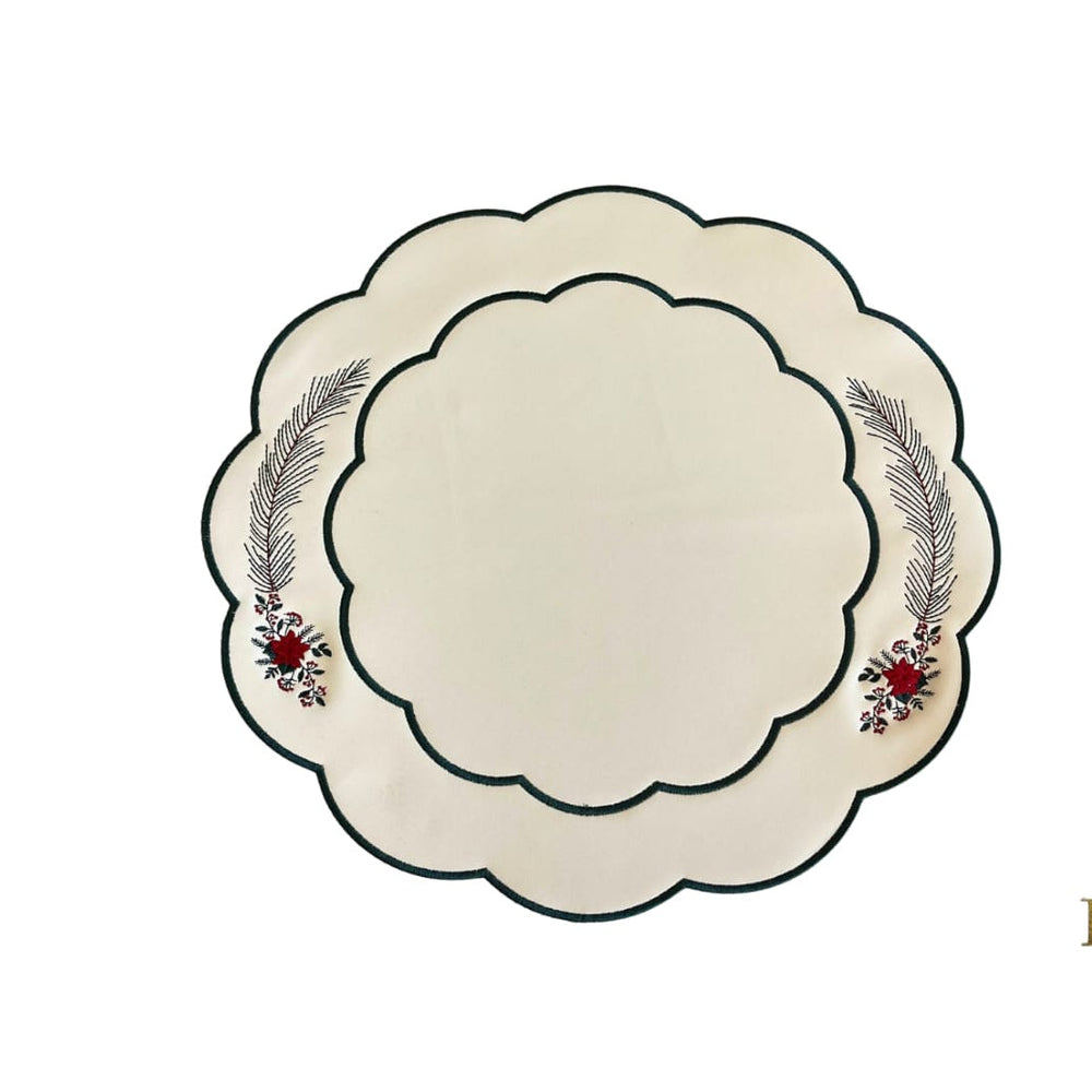 ZENITH WHITE POINSETTIA FAUX LEATHER PLACEMAT (Set Of 4)