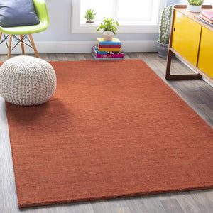 Brockton Solid Orange Wool Rug